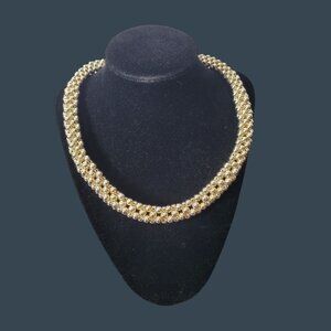 Gold-Tone Beaded Collar Necklace With Magnetic Clasp